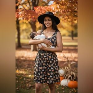 Latched Mama printed petite romper pumpkins